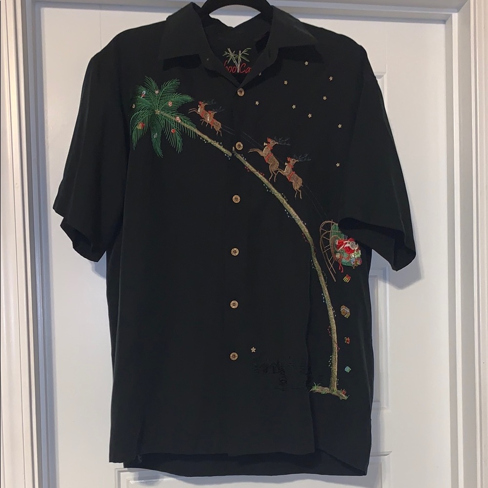 Bamboo Cay Holiday Black Shirt with Embroidered Design